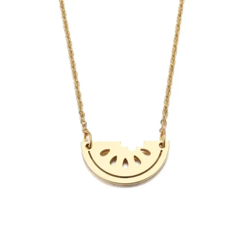 Watermelon Pendant Necklace in Gold